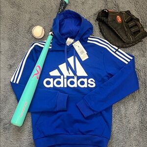 NWT Adidas Royal Blue Hoodie with White Accents